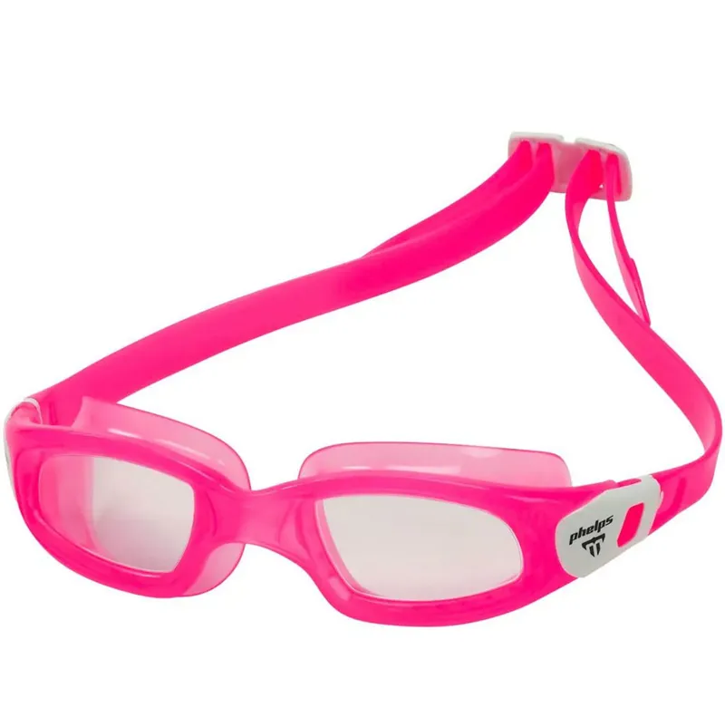 Aqua Sphere Michael Phelps Tiburon Kid Swim Goggles Clear Lens Pink/White-4